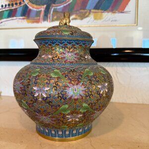 Vintage Chinese Jingfa cloisonné ginger jar